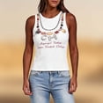 thumbnail image 2 of Yuncity Women's Tank Tops Sleeveless Crew Neck Graphic Print Loose Fit Summer Fashion Street Style Outdoor Daily Wear Tank Tops For Women Size S White, 2 of 4