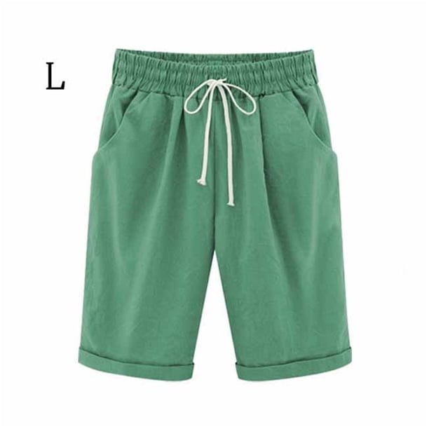 Pantalones cortos Cintura elástica Pantalones cortos sueltos Mujer Trajes de verano, Verde, L Eigraketly AP002089-92