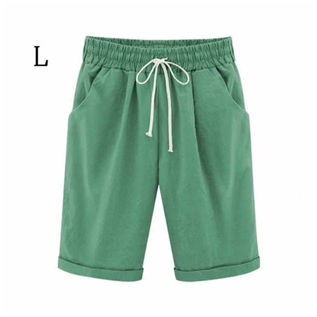 Hi,Fancy Short Pants Elastic Waistband Loose Shorts Woman Summer Outfits, Green, L