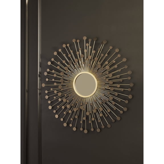 Signature Design by Ashley Morwenna Modern Wall Accent Mirror with Sunburst Bronze Frame