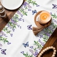 thumbnail image 3 of Spring Purple Flowers Table Runner - 36 Inch Long Farmhouse Leaves Fences Watercolor Cotton and Linen Blended Dress Scarves Farmhouse Table Runner for Kitchen Dining, Coffee Table, 13" x 36", 3 of 8