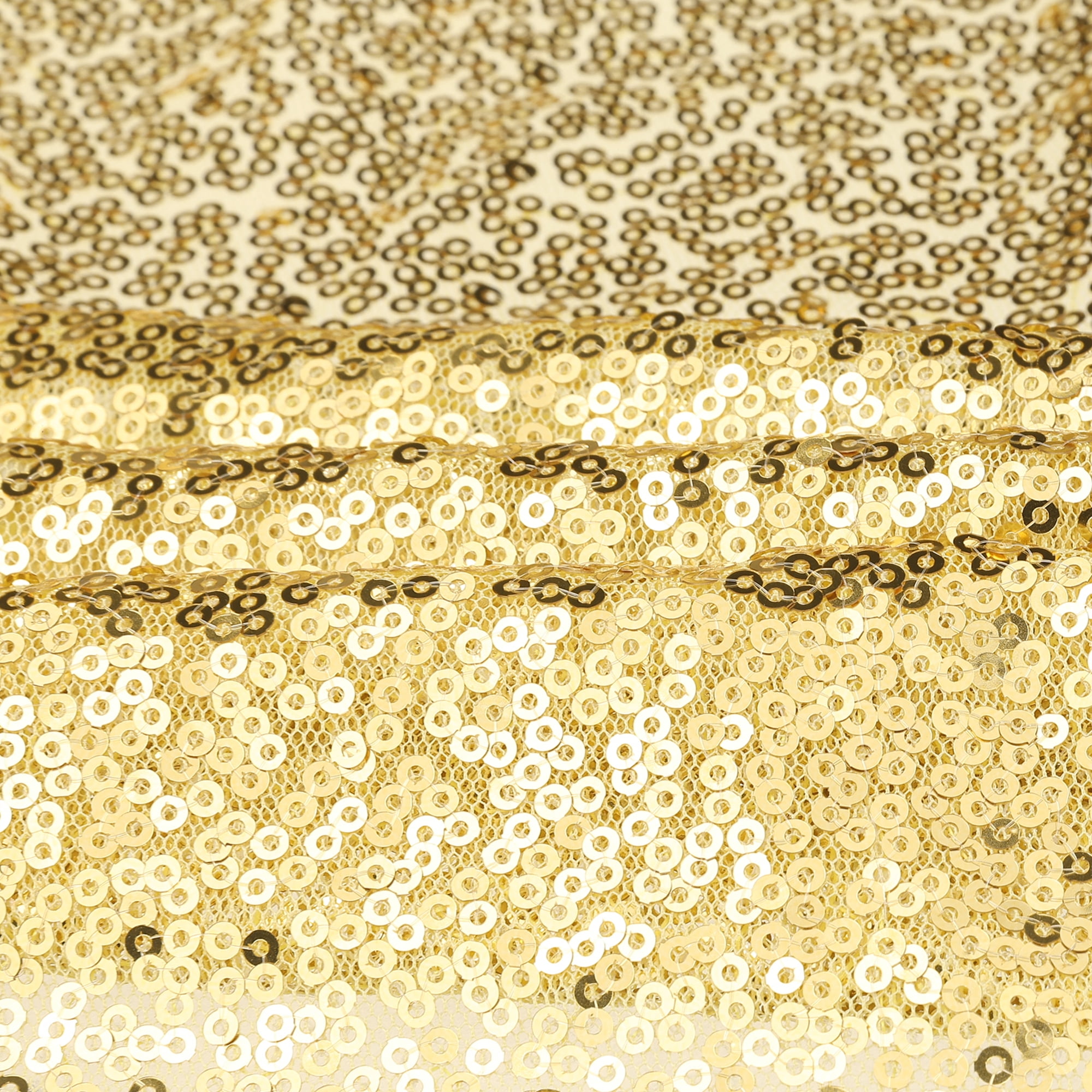 Unique Bargains Sequin Table Runner, Gold, 12" W x 108" L