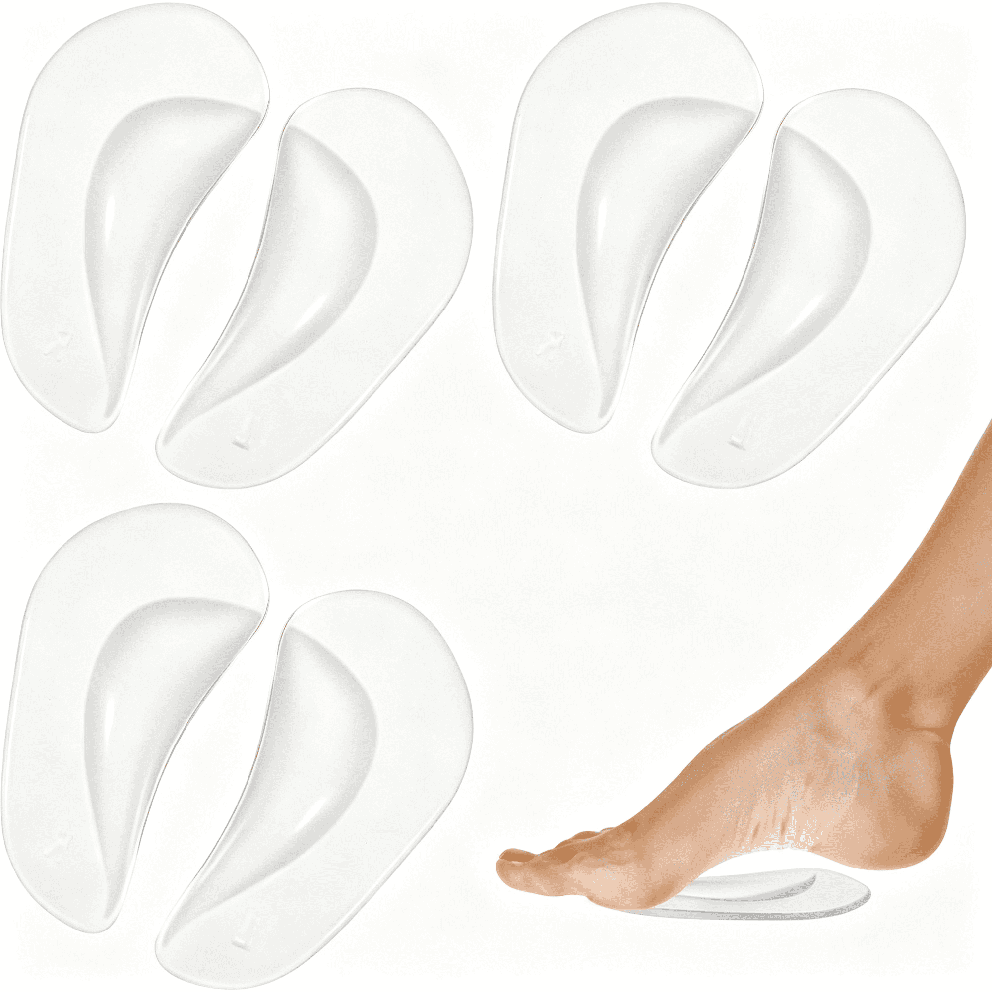 DUPAI 3 Pairs Gel Arch Support Inserts Women,Soft Clear Gel Insoles for Flat Feet,Adhesive Silicone Orthopedic Insoles for Relieve Pressure and Foot Pain,Non-Slip Clear Arch Support Pads