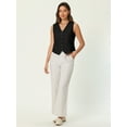 thumbnail image 3 of DARING DIVA Women's Linen Vest Button Down V Neck Business Waistcoat 2XL Black, 3 of 6