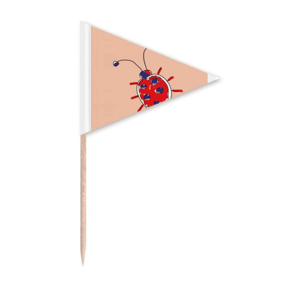 Graffiti Animation Hand Painted Ladybug Toothpick Triangle Cupcake Toppers Flag