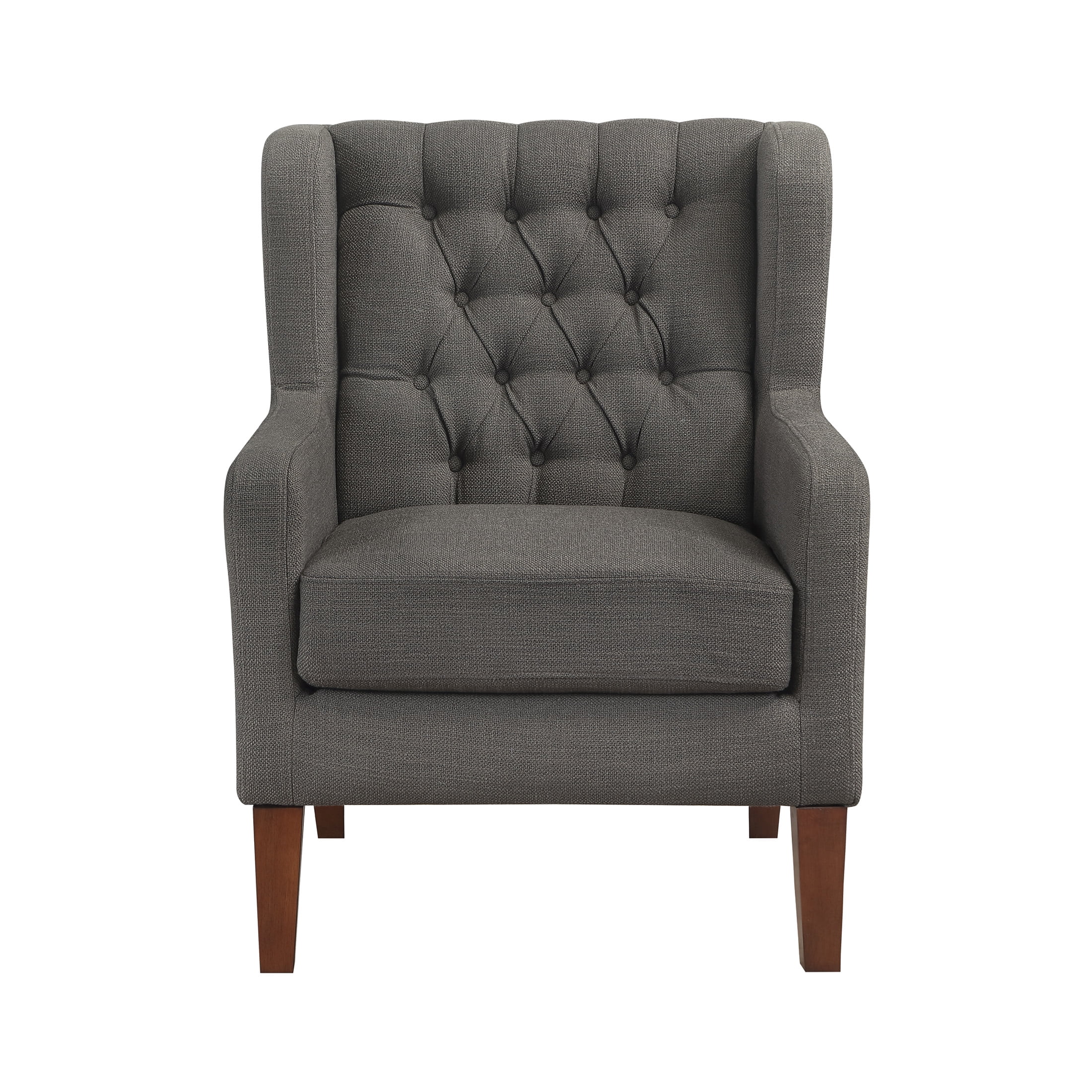 OakvillePark Varen Textured Fabric Buttom-Tufted Wing Back Accent Chair, Dark Gray