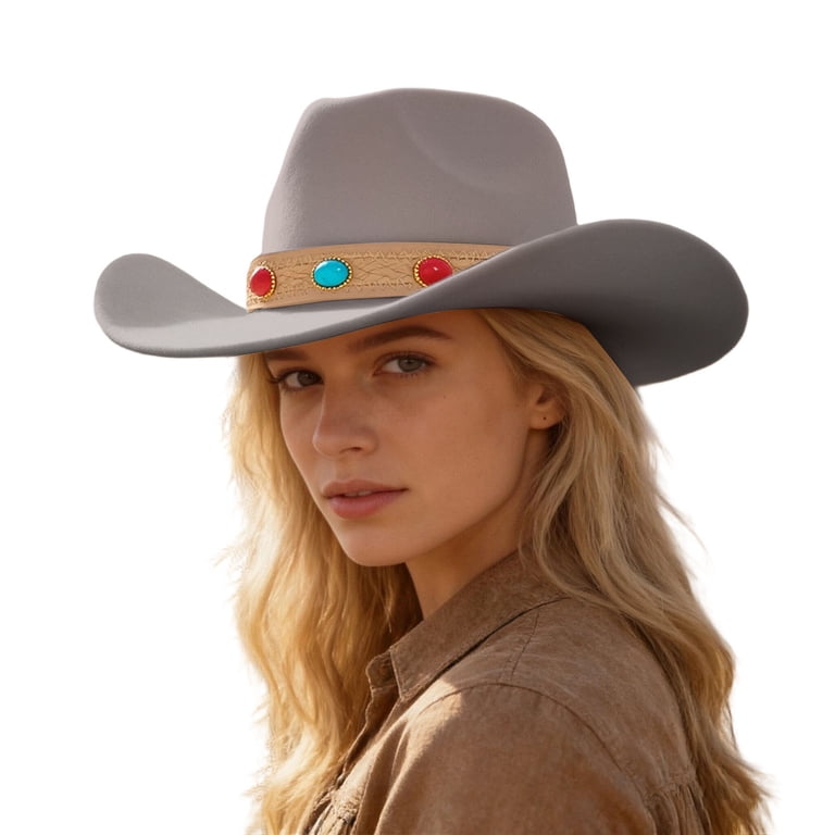 GJSYRH Western Cowboy Hat for Men Wide Brim Cowgirl Hat for  display picture 2