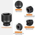 thumbnail image 4 of 2pcs 4 Point Square Socket 1/2" Drive 24mm Metric CR-MO Impact Wheel Socket, 4 of 7