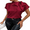 Wine Red, variant on Women's Elegant Bow Collar Blouse Silk Satin Short Sleeve Workwear Top Comfort Fit
