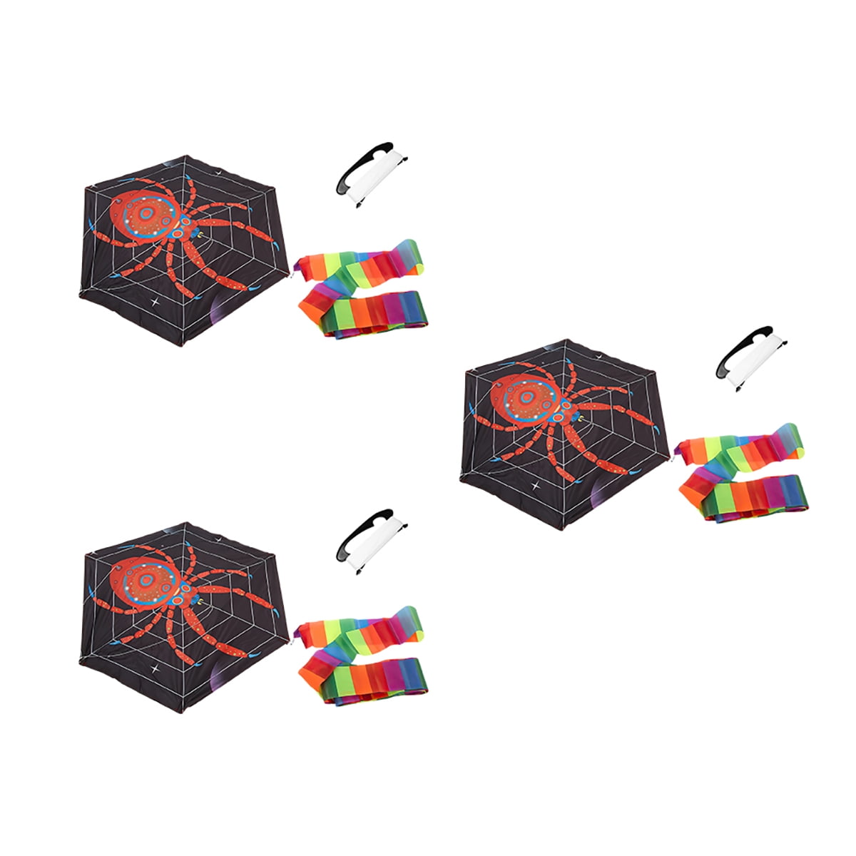 Kepooman Set of 3 Cartoon Red Spider-Print Kite with Long Colorful Tail, Single Line Kite Flying for Adulte Kids Kepooman Set of 3 Cartoon Red Spider-Print Kite with Long Colorful Tail, Single Line Kite Flying for Adulte Kids
