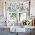 thumbnail image 2 of Coastal Marine Life Valances for Windows Beige Starfish Blue Plant Leaves Gradient Valance Curtains Rod Pocket Bathroom Small Window Treatments for Kitchen Living Room Bedroom, 42"x12", 2 of 7