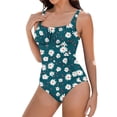 thumbnail image 5 of Jamicy Women's One Piece Swimsuit Square Neck Sporty Ruched Slimming Monokini High Cut Tummy Control Bathing Suit, 5 of 8