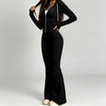 thumbnail image 7 of 2 Piece Women's Velvet Tracksuit Set, Fall Casual Long Sleeve Zip-Up Crop Hoodies & Flared Pants Workout Outfit, S-XXL, 7 of 7