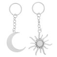 thumbnail image 6 of WRISTBIQUE Moon and Star Keychain Sun and Moon Keychain Silver 2Pcs, 6 of 8