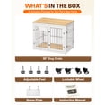 thumbnail image 5 of JFHID 38" Heavy-Duty Dog Crate Furniture for Large Dogs, Wooden Dog Cage Kennel Indoor Furniture, White and Natural, 5 of 12