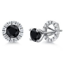 Gem Stone King 925 Sterling Silver Stud Earrings Round Sapphire Moissanite (2.72 Cttw)