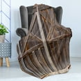 thumbnail image 4 of Rustic Soft Flannel Fleece Throw Blanket, Old Wooden Barn Door of Farmhouse Oak Countryside Village Board Rural Life Photo Print, Cozy Plush for Indoor and Outdoor Use, 60" x 80", Brown, by Ambesonne, 4 of 5