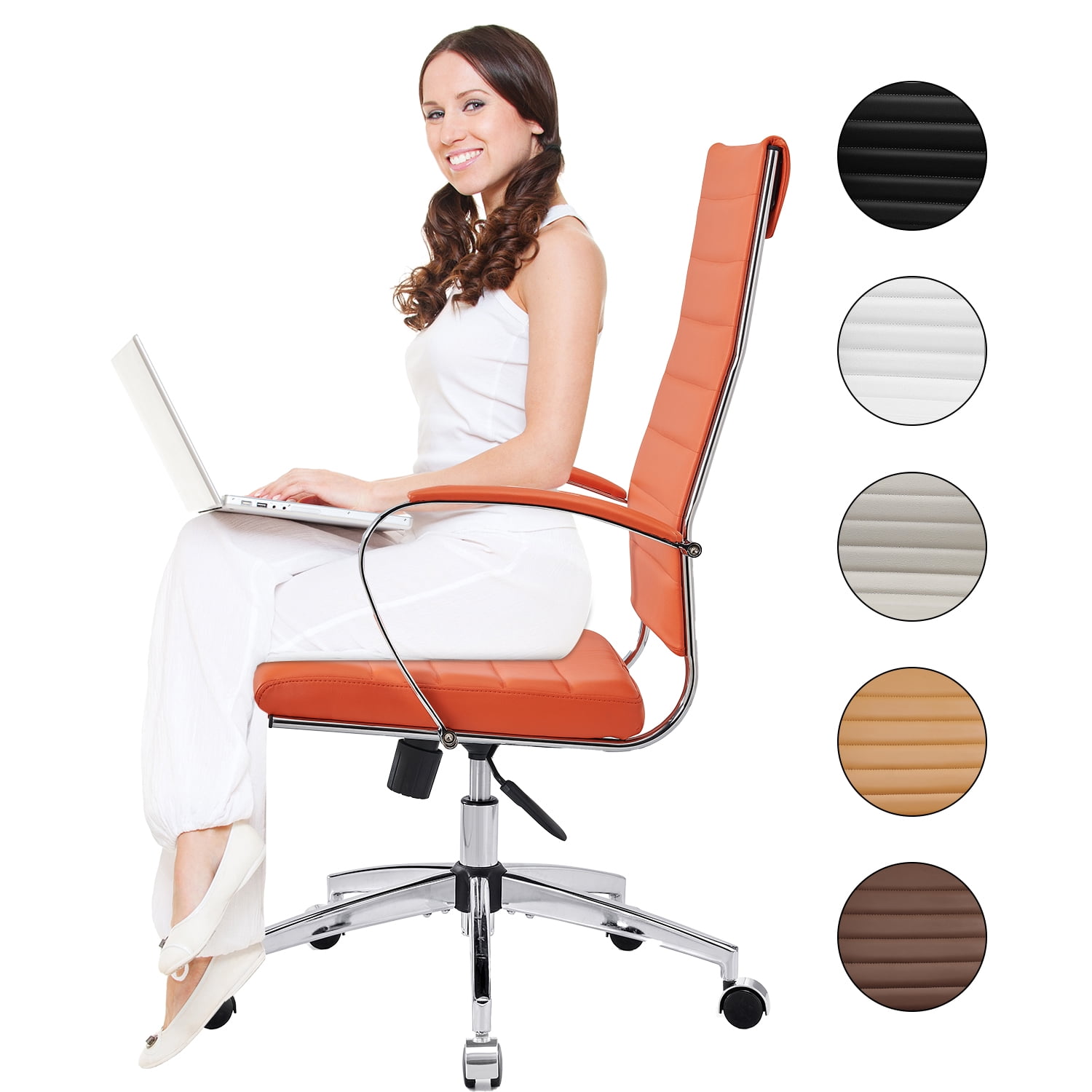 CAROCC High Back Executive Office Chair with Armrest Adjustable Swivel Chair in Durable Vegan Leather Modern Office Chair Ergonomic Desk Chair for Extra Back & Lumbar Support