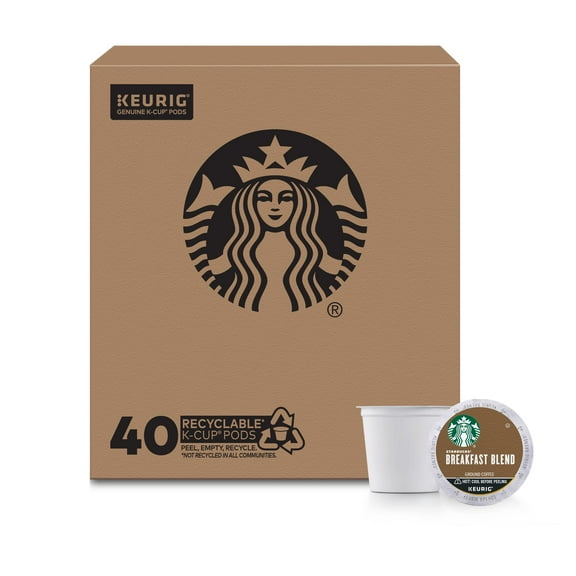 Starbucks Medium Roast K-Cup Coffee Pods — Breakfast Blend For Keurig Brewers — 1 Box (40 Pods)