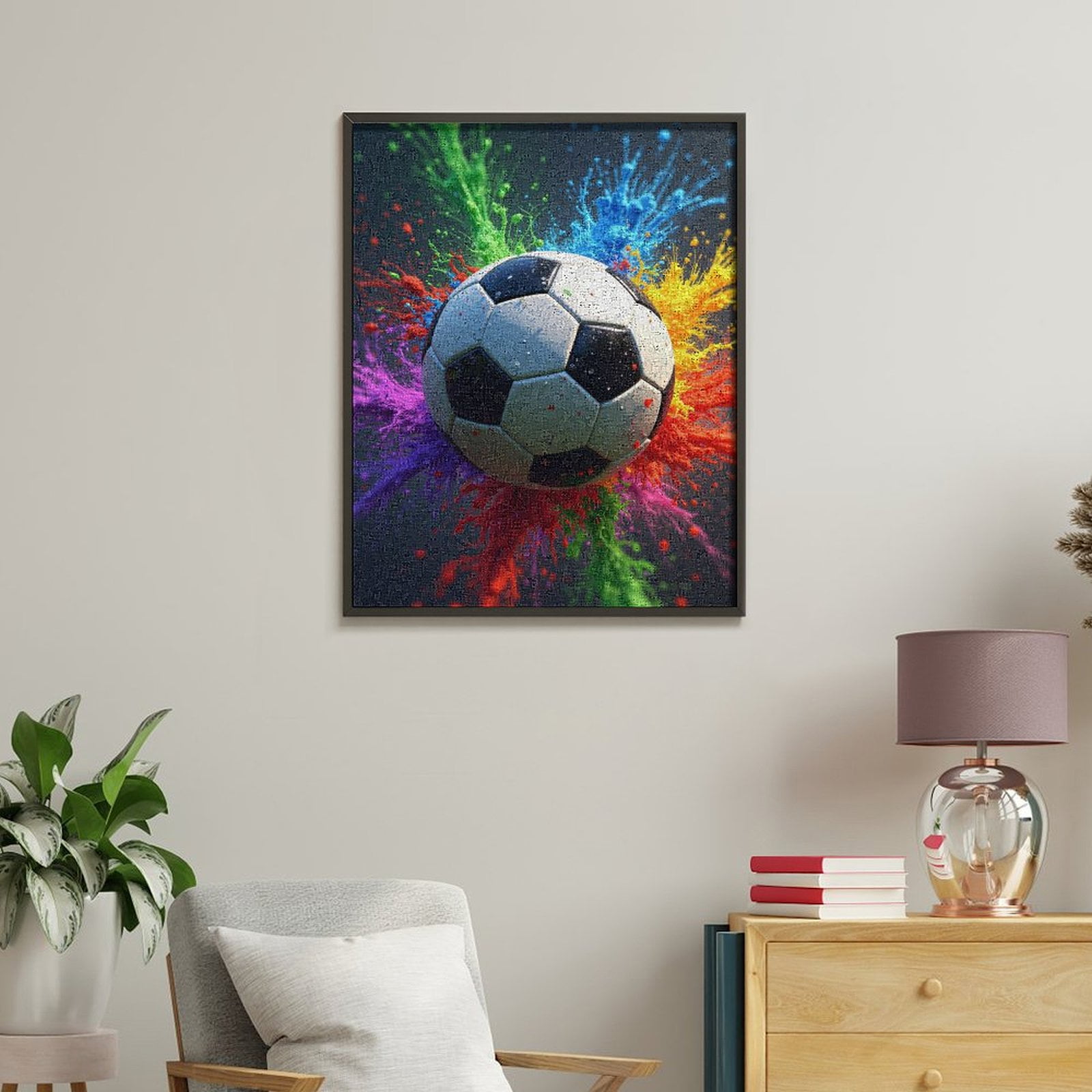 Paint By Numbers Kit for Adults Beginner - DIY Colorful Soccer Explosion Art Canvas Painting Kits for Adults, Frameless Paint By Number for Adults for Home Wall Decor 16x20 Inch