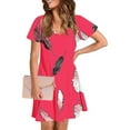 thumbnail image 7 of Ladies T Shirt Dresses with Pockets New Trendy Casual Short Sleeve V Neck Printed Sundress Soft Loose Flowy Short Dress Summer Midi Dresses for Women M, 7 of 7