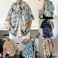 thumbnail image 5 of Mens Summer Shirt Patch Pocket Quick Drying Hawaiian Floral Leaves Print Tops, 5 of 7