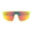 thumbnail image 5 of Bold Color Mirror Shield Sport Plastic Wrap Curved Sunglasses Neon Green - Orange Mirror, 5 of 8