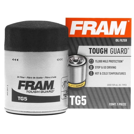 FRAM Tough Guard Oil Filter, TG5, 15K Miles Replacement Engine Oil Filter For Select Vehicles