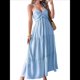 thumbnail image 3 of Vestido de Verano Sin Mangas con Cuello Halter para Mujer, Estilo Bohemio, Informal, con Espalda Descubierta y Fluido Azul M, 3 of 8