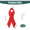 thumbnail image 2 of 100 cintas rojas con alfileres de satén y imperdibles para la prevención y concientización sobre el VIH/SIDA y la conducción bajo los efectos del alcohol., 2 of 9