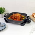 NonStick Electric Skillet with Tempered Glass Lid, Black and Grey, 12