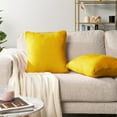 thumbnail image 2 of PAVILIA Mustard Yellow Throw Pillow Covers 18x18 Set of 2, Decorative Pillow Cases for Bed Sofa Couch, Boho Aesthetic Accent Decor Cushion Bedroom Living Room, Velvet Square Euro Sham Covers, Yellow, 2 of 7