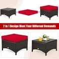 thumbnail image 6 of Costway 5PCS Patio Rattan Furniture Set Loveseat Sofa Ottoman W/Red Cushion, 6 of 12