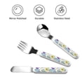 thumbnail image 3 of Picia Cactus Print Children's Knife, Fork And Spoon Set - Kids’ Knife Fork Spoon - Stainless Steel Kids Silverware Set - Metal Kids Cutlery Set, 3 of 8