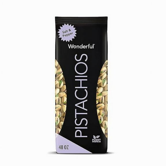 Wonderful Pistachios In Shell, Salt & Pepper, 48 Ounce Resealable Bag, Healthy Snack, Protein Snack, Pantry Staple (48 oz)