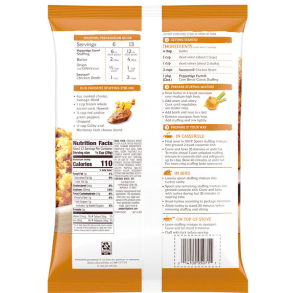 2 pack Pepperidge Farm Corn Bread Classic Stuffing, 12 oz. Bag