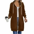 thumbnail image 4 of Zipper Long Hoodies for Women, Oversized Jacket Coat with Pocket, Casual Fall Long Sleeve Sweatshirts, 4 of 7