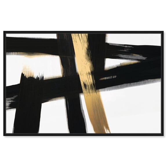 Golden Cross Canvas Black and White Art by Art Remedy, Black Frame, 15" x 10"