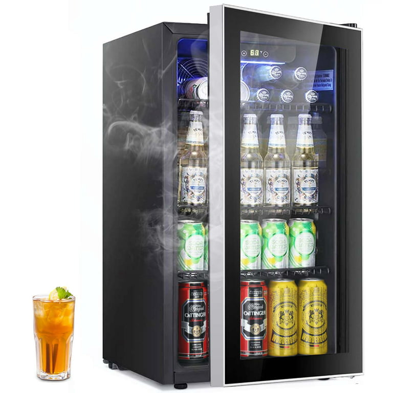 AGLUCKY 3.2Cu.ft Beverage Refrigerator Cooler -120 Can Mini Fridge Glass  Door for Soda Beer or Wine Dispenser Clear for Home/Bar/Office/Kitchen -  Walmart.com