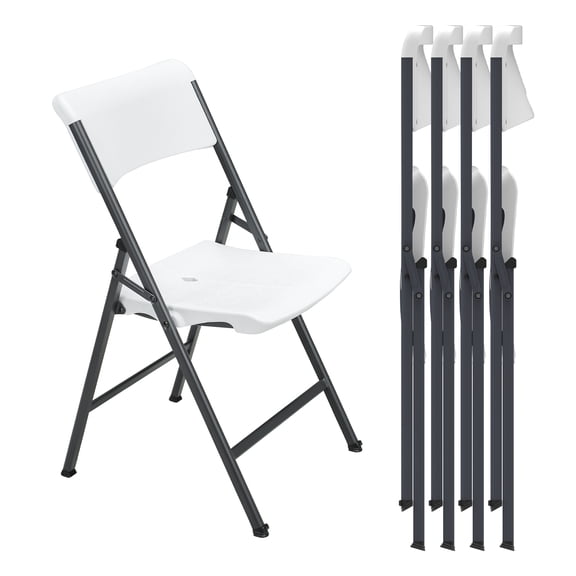 Folding Chair with Reinfoced Steel Frame,400 Weight Limit Heavy Duty Plastic Fold Chair for Indoor and Outdoor, Wedding, Party, Restaurant, Meeting Room, Patio and Garden (White, 4 Pack)