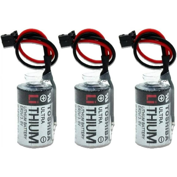 3PCS ER3V 3.6V 1000mAh PLC Lithium Battery with Black Connector Compatible for JZSP-BA01 146705-1