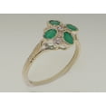 thumbnail image 2 of LBG British Made 925 Sterling Silver Natural Emerald & Diamond Womens Cluster Ring - 33 size options, 2 of 7