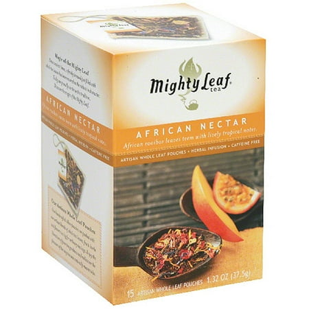 Mighty Leaf feuilles entières Pouches africains Nectar Thé bio, 15 compter, (Pack de 6)