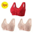 thumbnail image 3 of Bigersell Front Closure Bra 3pcs Push-Up Bra Style R-17 Breathable Lightly Lined Bras Pack R-17-red, 3 of 5
