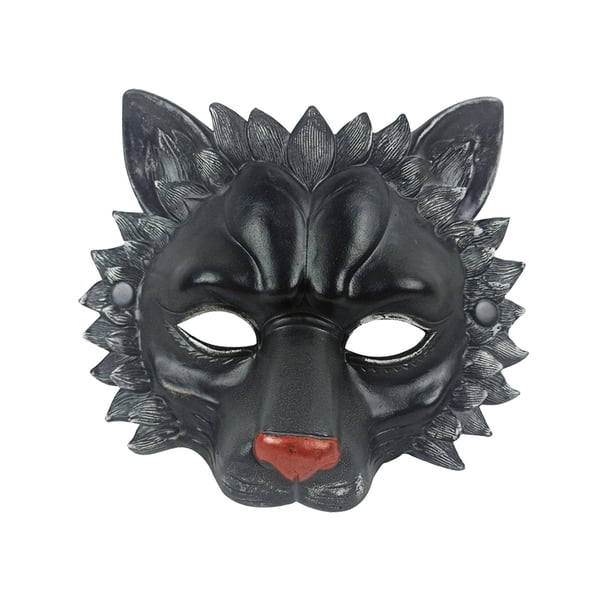 Decoración creativa 3D de media cara de león de espuma de poliuretano para Halloween y Carnaval. Gris oscuro