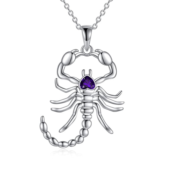 Scorpion Necklace for Women Sterling Silver Scorpion Pendant Necklace with Amethyst Scorpion Jewelry Gifts for Women