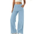 thumbnail image 2 of WTOBBY Women's High Waisted Wide Leg Stretch Jeans, Baggy Loose Straight Leg Denim Pants for Summer, Comfortable and Fashionable Trousers with Elastic Waist,Sky Blue M, 2 of 7