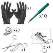 BodyJewelryOnline 33 Pc Dermal Piercing Kit with Tops, Bases, Forceps, Gloves