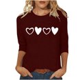 thumbnail image 1 of Plebaso Chemises à Manches 3/4 pour Femmes Mignonnes avec Cœur Hauts Amples Décontractés Blouses à Col Rond T-Shirts Imprimés, 1 of 4