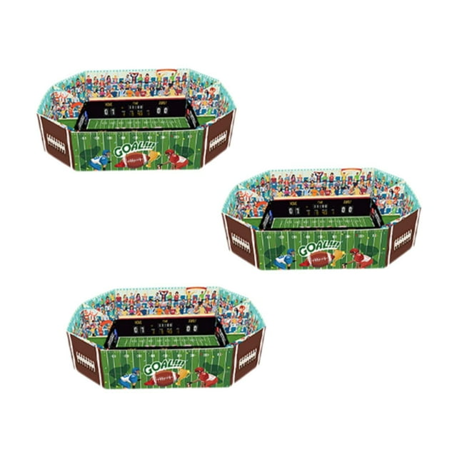 Lipstore 3Pcs Serving Trays Football Snack Stadium Set Platters for Day A